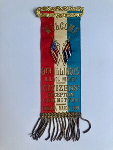 8th Illinois Infantry Red, White &. Blue Commemorative Ribbon, 1899